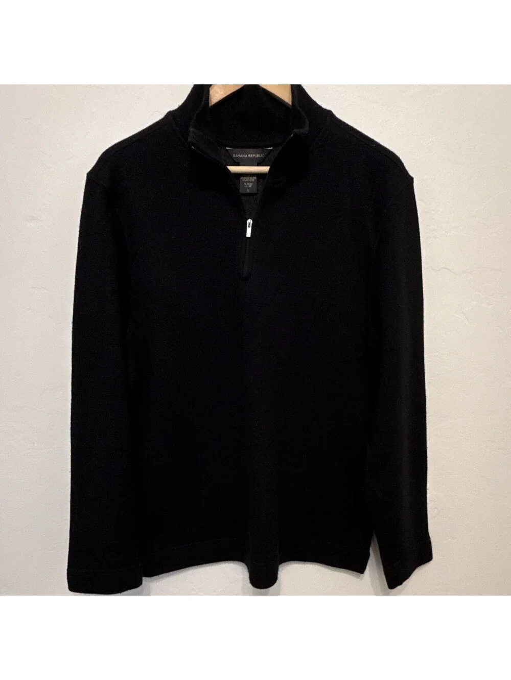 Banana Republic Men’s Black 1/4 Zip Mock Neck Wool Blend Sweater L